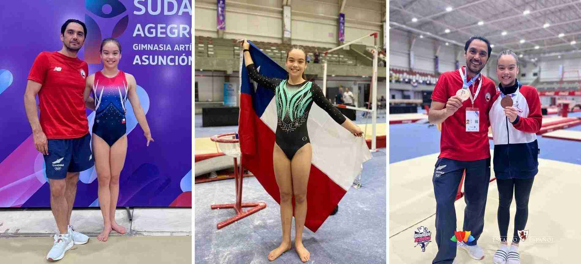 Representando al Estadio Español y a Chile, Martina Pérez brilló con logros destacados en el Sudamericano de Gimnasia Artística.